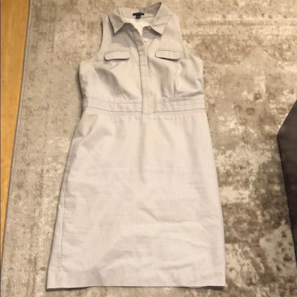 Seer sucker pattern collard dress Ann Taylor sz:4